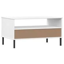vidaXL Table basse avec pieds en métal Blanc 85x50x45 cm Bois OSLO - Blanc - Voir 7