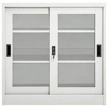 vidaXL Armadio a Porte Coulissante Grigio Chiaro 90x40x90 cm Acciaio - Grigio - Visualizzare 3