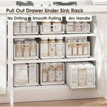 Sliding Cabinet Basket Organizer Drawer Pull Out Cabinet Organizer Self Adhesive Cabinet Sliding Basket Organization Slide Out Pantry Shees Sliding Drawer For Kitchen Home Extended Small - ExtendedSmall - View 3