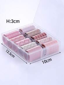 10 Rolls/Box Plaid Nail Foil Transfer Stickers Decals Pink Checkered Nail Art Sticker Self-Adhesive For Acrylic Nails Print Plaid Nail Art Sticker, Nail Art Design Tool, DIY Nail Art Stickers Decals Decoration Acrylic Nails Supplies For Home And Nail Salon