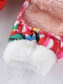 Plush Lined Chinese Style Phoenix & Peony 4-Leg Pet Clothing, Auspicious Red, Fluffy Trimmed Leash Buckle, Suitable For Small Dogs, Warm Tang Dynasty Outfit