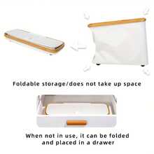 Large-Capacity Toilet Paper Dispenser With Lid | Foldable, Space-Saving Wooden Frame With Grey Fabric Trim, Essential For Modern Household Organization, Durable, No Assembly Required, Toilet Paper Storage Container - 米色 - 查看 6