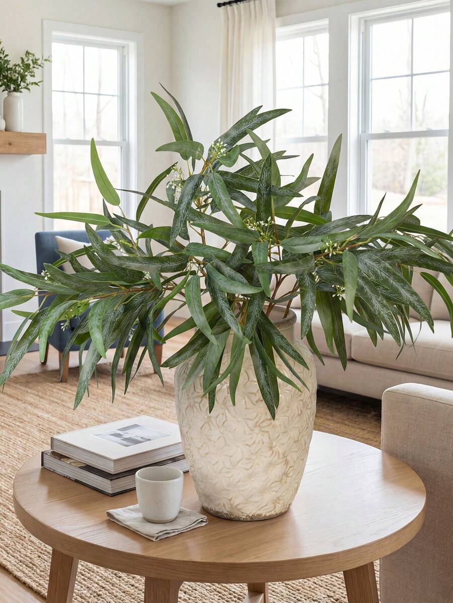 4pcs Artificial Eucalyptus Leaves, Suitable For Seasonal Decoration, Home Gatherings, Tabletop, Living Room, Bedroom, DIY - Multicolor - View 1