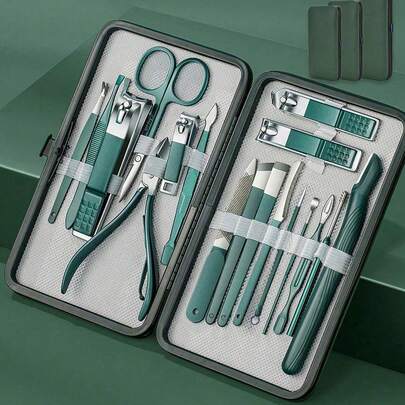 18/16/10/7/24 piezas Juego de Manicura Profesional - Incluye Herramientas Completas para el Cuidado de las Uñas, Cortaúñas, Limas de Uñas y Caja de Almacenamiento - Kit de Manicura para Viaje o Casa