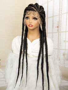 【手工全蕾丝编织假发】1顶男女通用成人手工全蕾丝编织假发 - 180%密度，6股高温丝，透气舒适，长款