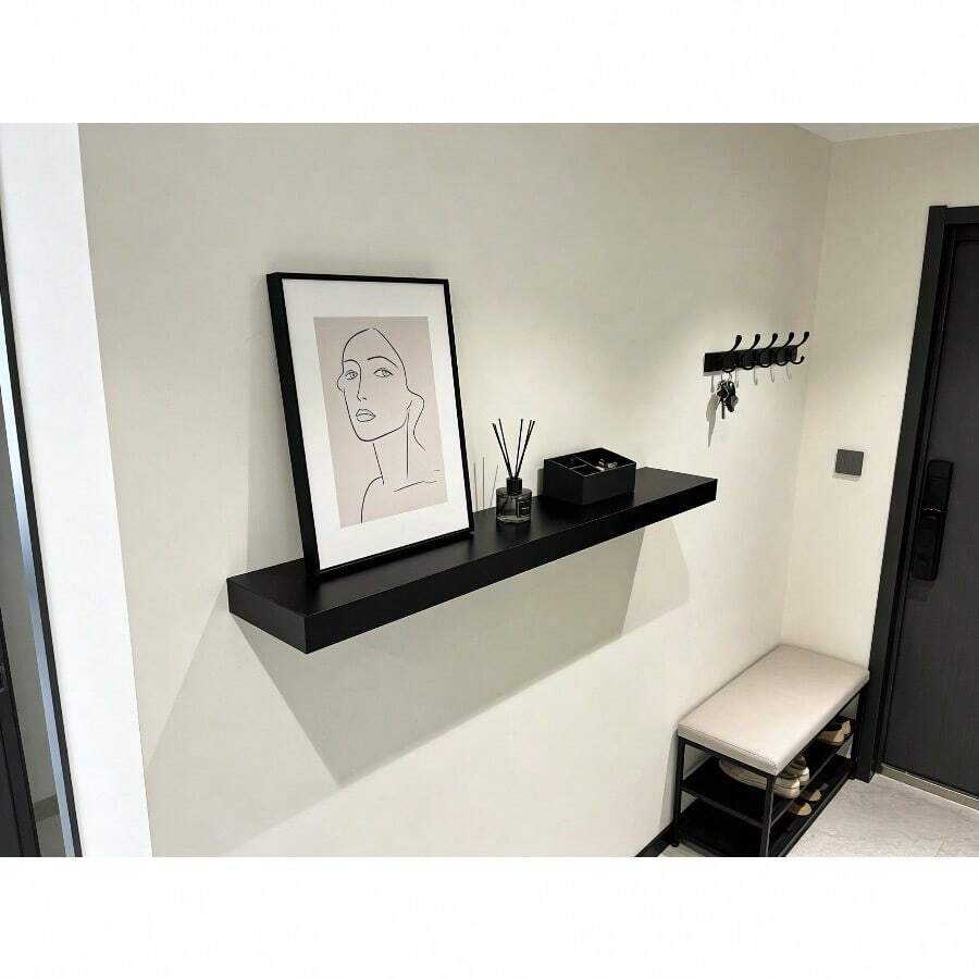 18" Black Wood Floating Shelf – Wall Display & Storage - màu đen - Xem 1