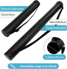 DEWEL Poster Tube Storage Box, Poster Carrying Case, Blueprint Storage Box, Telescopic Art Tube, Extends From 22 Inches To 34 Inches, With Straps, Suitable For Artwork, Drawings And Scrolls, Black/Brown 3-Pack - Black and Brown - View 7