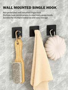 1/2/4pcs Square Adhesive Hooks, Wall Mounted Towel Hooks, Coat Hooks, Shower Curtain Hooks, Home & Apartment Essential, Bathroom & Kitchen Organization & Storage - Please Choose - View 4