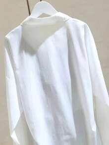 女士宽松条纹拼布白色衬衫，独特的休闲风格，专为春秋季节设计