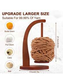 Magnetic Rotating Wooden Yarn Holder – Tangle-Free Spinner Stand For Knitting & Crochet - 木材顏色 - 查看 3