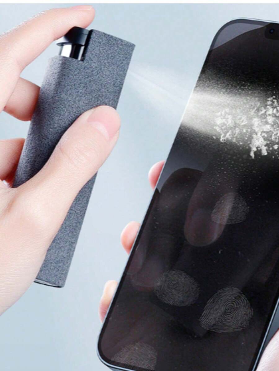 2-In-1 Ultra-Fine Fiber Screen Cleaning Spray Set, Suitable For Smartphones, Computers, Glasses And Electronic Devices, Made Of Acrylic Material, Spray Bottle, Perfume Decanting Bottle, Easy To Carry - Multicolor - View 1