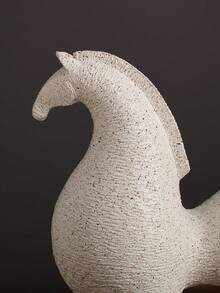 Easegen Home 1件17.5/22.5厘米抽象艺术树脂马雕塑，手工制作的现代装饰品，适用于客厅、玄关、书房，也可作为派对礼物，无需用电 - 白色 - 查看 10