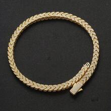 1pc Cuban Chain Necklace For Men, 8mm V-Shaped Synthetic Pendant, 925 Sterling Silvery, Vintage Hip-Hop Style, Ideal For Holidays, Perfect Gift For Him And Friends, Hip Hop Necklace - 金色18英寸 - 查看 1