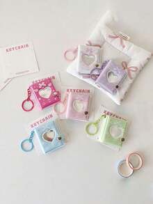 3英寸Kpop心形照片卡活页相册，迷你照片卡册，可用于收集吊坠、DIY钥匙扣，40个口袋