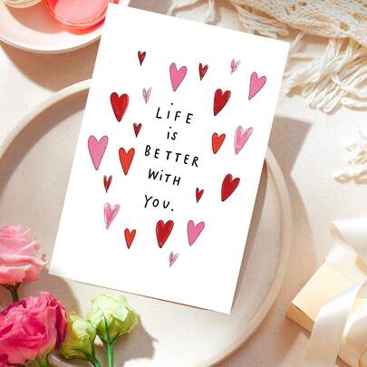 一套趣味情人节贺卡，真挚感谢卡，可爱手写风格，送给她的感恩礼物