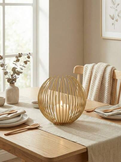 1件/套铁艺金属婚礼烛台，户外庭院装饰，办公桌装饰，香氛烛台，烛光晚餐，营造室内氛围，适用于婚礼、家庭聚会、派对、告白、餐桌装饰、斋月装饰、开斋节、开斋节礼物、斋月装饰品