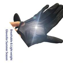 1 Pair High-End Quality PU Leather & Mesh Breathable Equestrian Gloves, Summer