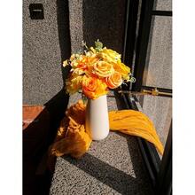 [Free Shipping]Artificial Flowers For Home Decorations: Yellow Silk Fake Flowers Bulk Boxed Set, Peony Roses Bouquets With Stems For Table Centerpiece, DIY Wedding, Bridal Shower, Graduation Cap & Tea Party - 黃色 - 查看 8