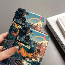 Paisaje de  con un clásico coche descapotable amarillo. Esta elegante funda es compatible con los modelos  17, 16, 15, 14 Pro Max, 13, 12, 11, XR y XS Plus. Fabricada en silicona TPU, ofrece protección contra golpes y caídas, además de una sensación superior. Es un regalo ideal para familiares, amigos y seres queridos, y una opción perfecta para Año Nuevo. - Negro - Ver 7