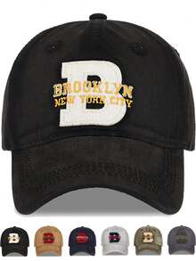 1pc Letter B Embroidered Baseball Cap, Unisex Couple Matching Style, BROOKLYN NEW YORK CITY Embroidered Hat - Multicolor - View 1