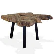 mesa vidaXL Basse Teck autêntica 80x70x38 cm - Castanho - Ver 3