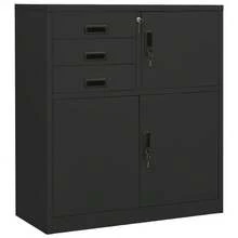 vidaXL Armário de secretária 90x40x102 cm preto antracite - Cinza - Ver 2