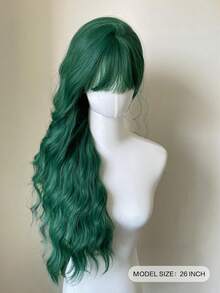 26英寸魅力波浪长假发 - 合成纤维女士假发，适合日常佩戴、度假和角色扮演。 - 綠色 - 查看 3