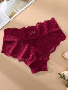 Set de 5 tangas de mujer con estampado de encaje de estrella de unicolor, ropa interior sexy y romántica, adecuada para uso diario y ocasiones especiales - Multicolor - Ver 7