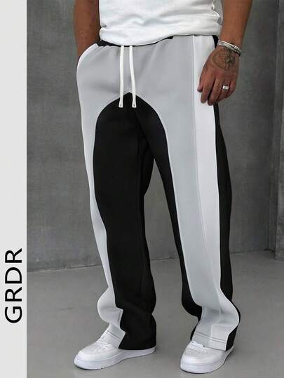 GRDR Men's Drawstring Waist Pockets Outdoor Sports Loose Straight Leg Casual Pants