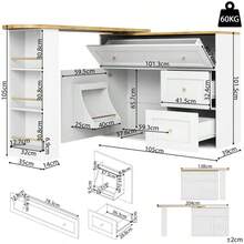 Extendable Bar Table With Storage (138-204*39*105cm), Kitchen Cabinet, Sideboard With Snack Shelf, Telescopic Bar Table, Standing Table, Bistro Table, High Table, Kitchen Island, White - White - View 5