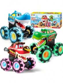 Cool Truck Toys - Sports Luminous Cars Designed For Children - Lightning Wheels - Interactive Toys - Children's Puzzle Electric Cars For Boys And Girls Christmas | Halloween | Birthday Gifts | Classroom Rewards| - Màu xanh bạc hà - Xem 4