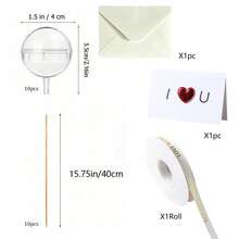 1pc/10pcs/23pcs DIY Candy & Chocolate Set, Includes 10 Clear Plastic Balls And 10 Bamboo Sticks Flower Holders, Suitable For Wedding, Birthday Party Bouquet Packaging, Comes With Romantic Ribbon And Greeting Card - Multicolor - View 12
