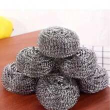 6pcs/12pcs Stainless Steel Kitchen Cleaning Balls - Non-Electric Dish Scrubber, Suitable For Bowls, Pots, Stoves, Stainless Steel Brush And Steel Wool, Cleaning Supplies - Silver - View 2