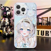 Kawaii Anime Girl Pastel Aesthetic Phone Case For  14/15/16 - Shockproof Cover, Gold Line Art Cute Graphic Design - Blanco - Ver 6