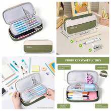 Big Capacity Waterproof Pencil Case, Sturdy Stationery Pen Bag For Students Teens Adults (Green) - 綠色 - 查看 7
