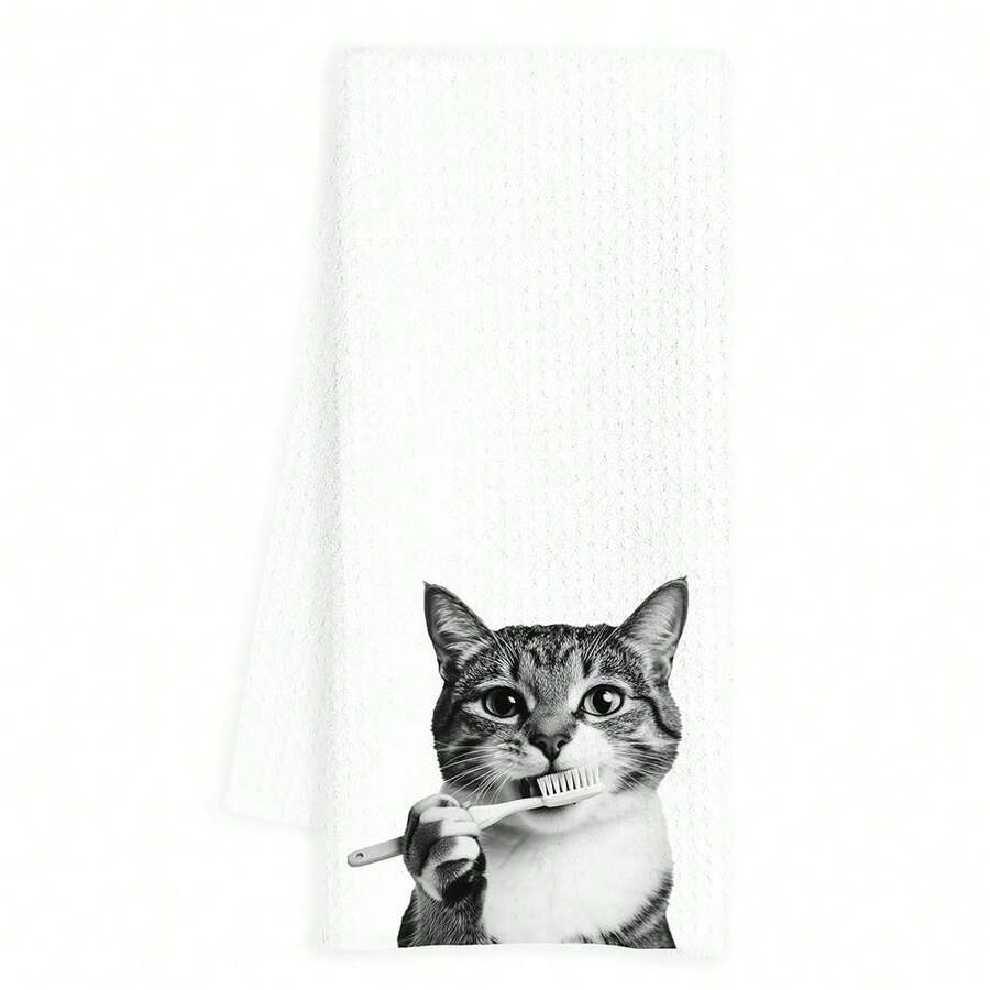 Funny Cat Bathroom Hand Towels, Cute Cats Bathroom Decor, Funny Washroom Decor, Cat Lover Gifts For Women,16x24 Inch - Cat3 - 查看 1