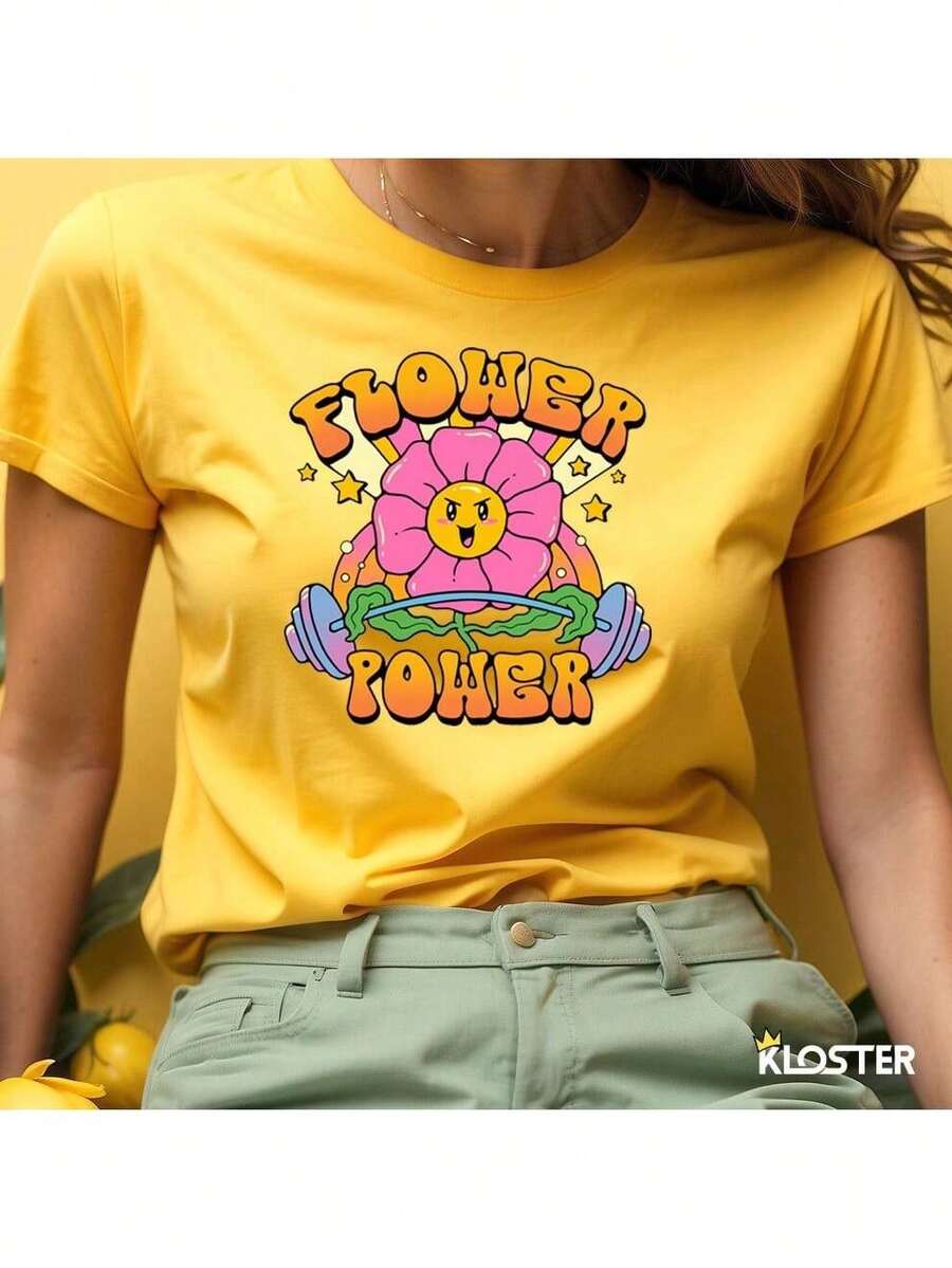 Flower Power T-Shirt - Powerful Woman - Amarillo - Ver 1