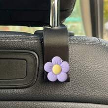 Blue + Purple Flower Car Hook 2pcs Set, Cute Flower Design, Storage Function. Durable And Sturdy, Easily Hang Bags And Small Accessories, Fully Utilize Back Seat Space, Universal Fit For All Car Models Interior Storage Hook - Flower Decorative Hooks - View 6