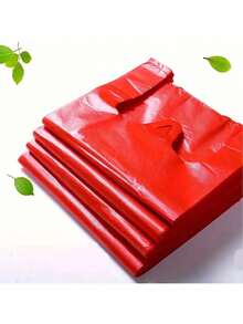 50/200 chiếc túi mua sắm màu đỏ, túi đeo vai, túi đựng đồ mang đi, túi nhựa, túi quà tặng, thích hợp cho trung tâm thương mại, siêu thị, văn phòng, mùa tựu trường, Giáng sinh, tiệc Valentine, trang trí nhà cửa, quà tặng gia đình - Đỏ - Xem 1