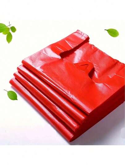 50/200 chiếc túi mua sắm màu đỏ, túi đeo vai, túi đựng đồ mang đi, túi nhựa, túi quà tặng, thích hợp cho trung tâm thương mại, siêu thị, văn phòng, mùa tựu trường, Giáng sinh, tiệc Valentine, trang trí nhà cửa, quà tặng gia đình