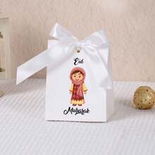 10pcs Eid Mubarak Paper Gift Box Cartoon Muslim Kid Pattern With Ribbon Bow Eid Al-Fitr Candy Chocolate Packaging Box For Festival Party - Eid Al-fitr Mini Standee - View 24