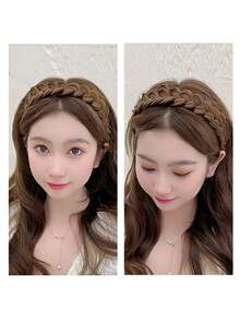 Handmade Fishtail Braid Wig Headband, Suitable For Women And Girls For Daily Wear, Conceals Hairline, Enriches Styling, Hair Accessory Gift (Hair Colors: Black, Light Brown, Dark Brown, Brownish Black)