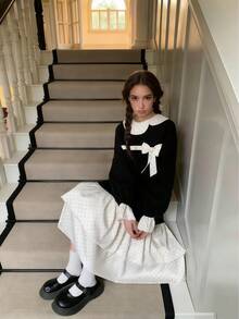 فستان بتصميم فضفاض مرقع بنقاط بولكا على طراز هاراجوكو، مناسب للارتداء اليومي والكوسبلاي والحفلات وحفلات الشاي بعد الظهر وجلسات التصوير والمواعيد وعيد الحب - متعدد الألوان - مشاهدة 13