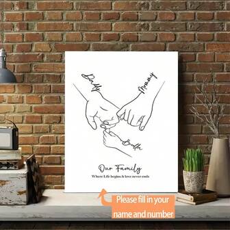 1 Stück individuell gestaltetes rahmenloses Poster, handgemalte Wandkunst Leinwandposter mit Familienmitgliedern, Heimdekoration, moderne Wanddekoration, Schlafzimmer und Wohnzimmer Wanddekoration, ideales Geschenk, Familien-Geschenk