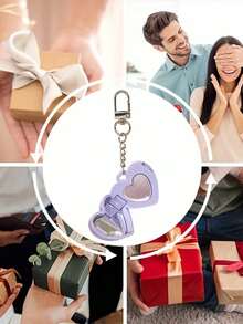 [2-In-1 Y2K Lip Balm] 2-In-1 Y2K Cute Lip Balm Cheek Balm Solid Makeup 0.4g | Love Mirror Box, Heart Bag Charm Purse Charm Keyring Accessories, Women Heart Keychain Gift - Multicolor - View 9