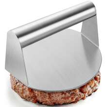 1pc Stainless Steel Hamburger Patty Mold, Hamburger Press, Stainless Steel Hamburger Mold, Hamburger Mold With Stainless Steel Handle, Round Hamburger Mold, Square Hamburger Mold, Meat Patty Mold, Pie Mold, Grill Press - Silver - View 2