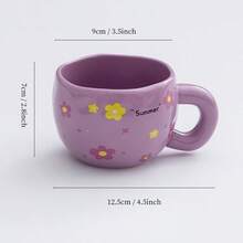 1 pieza Taza de cerámica de regalo creativa de 9.5oz, taza de desayuno de avena personalizada, taza de café/té floral asimétrica, adecuada para café, leche, jugo, ideal para el hogar, restaurante, cafetería, regalo perfecto para amigos y colegas - Multicolor - Ver 13