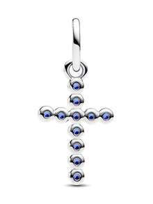 1pc Fashionable Butterfly, Cross, Snowflake, Holographic Heart, Tennis Racket Charm Pendant, Unique Creative Versatile DIY Bracelet Necklace Gift - Silver - View 6