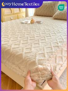 1件塔夫绸床笠，床笠，床上用品，床罩，纯色柔软舒适保暖床垫保护罩，亲肤床笠，加厚秋冬床罩，Oeko-Tex认证