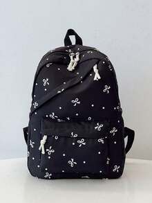 New Butterfly Print Laptop Backpack, Suitable For Elementary, Middle And High School Students - Black - View 3